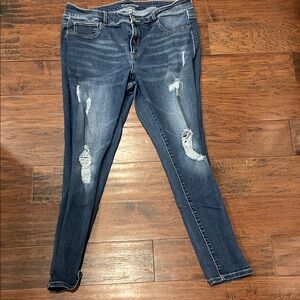 Maurices Dark Blue Distressed Skinny Jeans